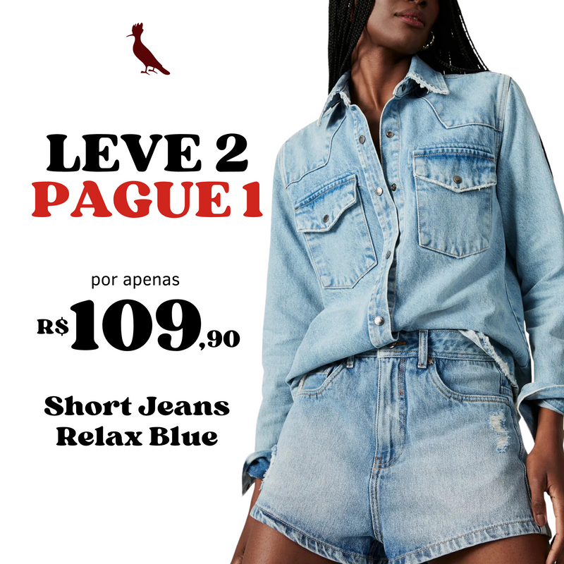 LEVE 2 PAGUE 1 - Short Jeans Relax Blue